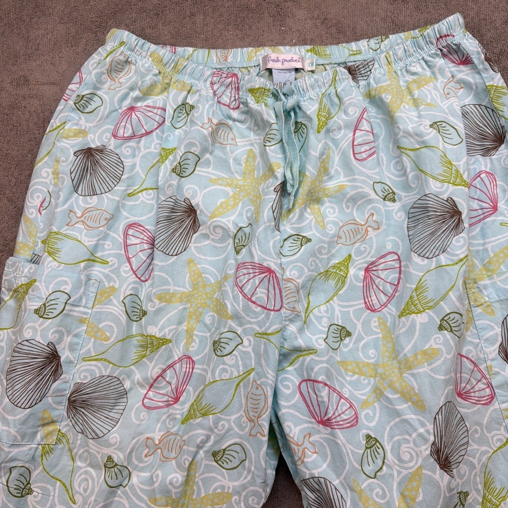 Fresh Produce Wide‎ Leg Pants 1X Coastal Seashell Starfish - Picture 2 of 10